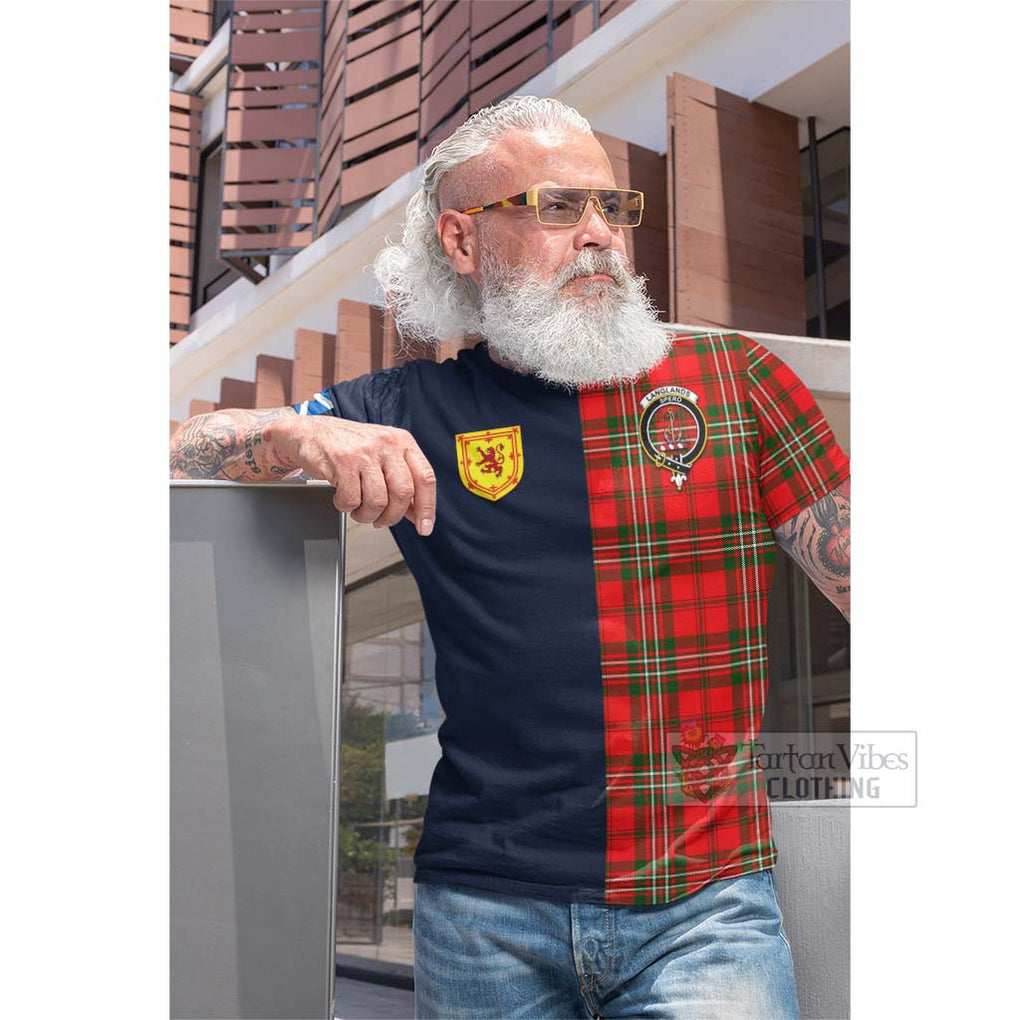 Tartan Vibes Clothing Langlands Tartan Cotton T-shirt with Scottish Lion Royal Arm Half Style