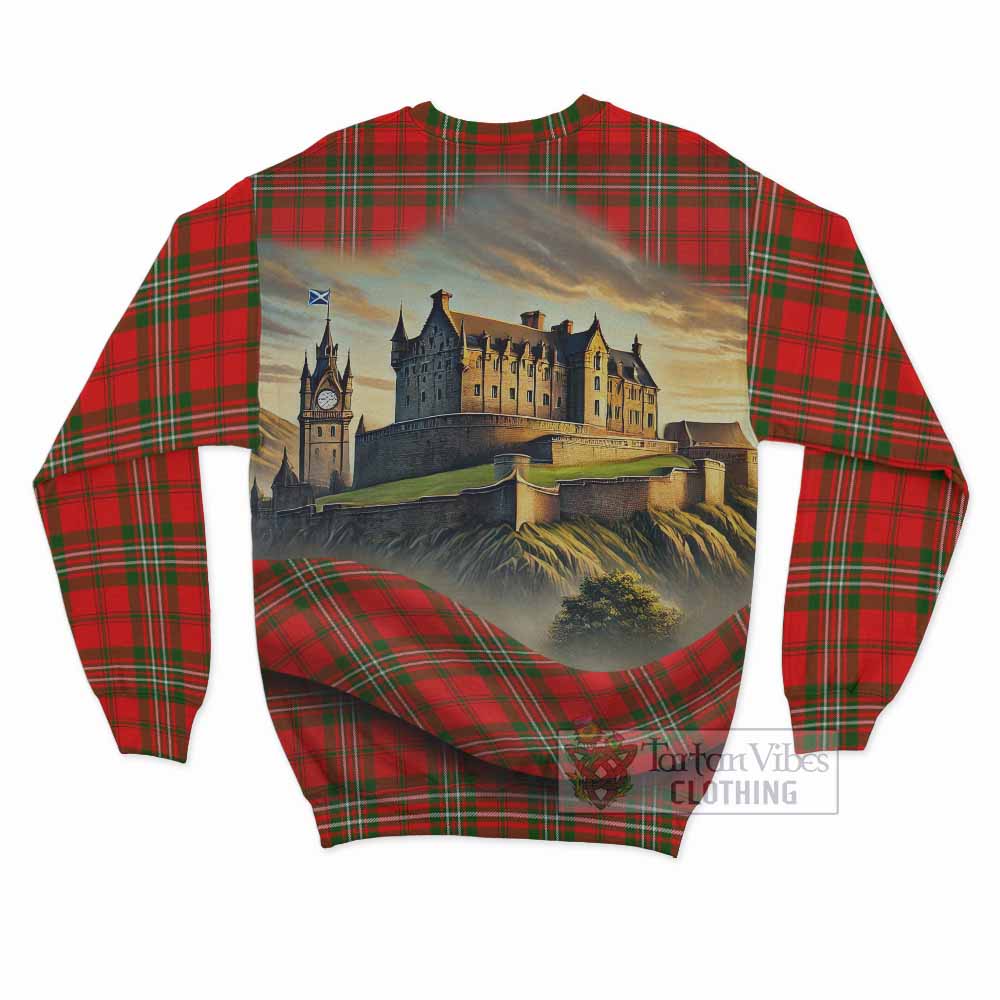 Langlands Tartan Family Crest Sweatshirt with Scottish Ancient Castle Style - Tartan Vibes Clothing