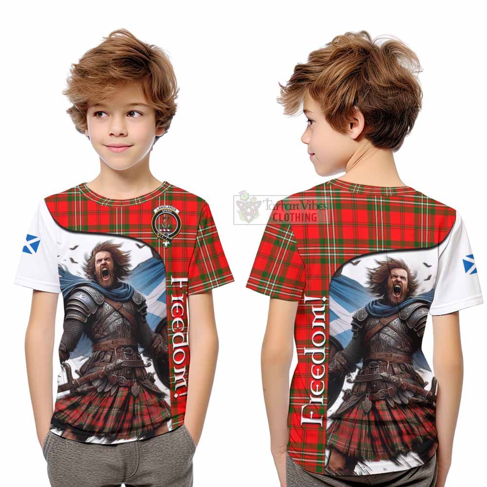 Tartan Vibes Clothing Langlands Crest Tartan Kid T-Shirt Inspired by the Freedom of Scottish Warrior