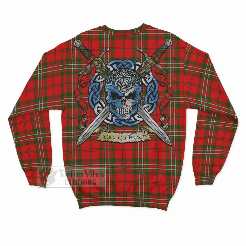 Tartan Vibes Clothing Langlands Tartan Sweatshirt with Family Crest Celtic Skull Style