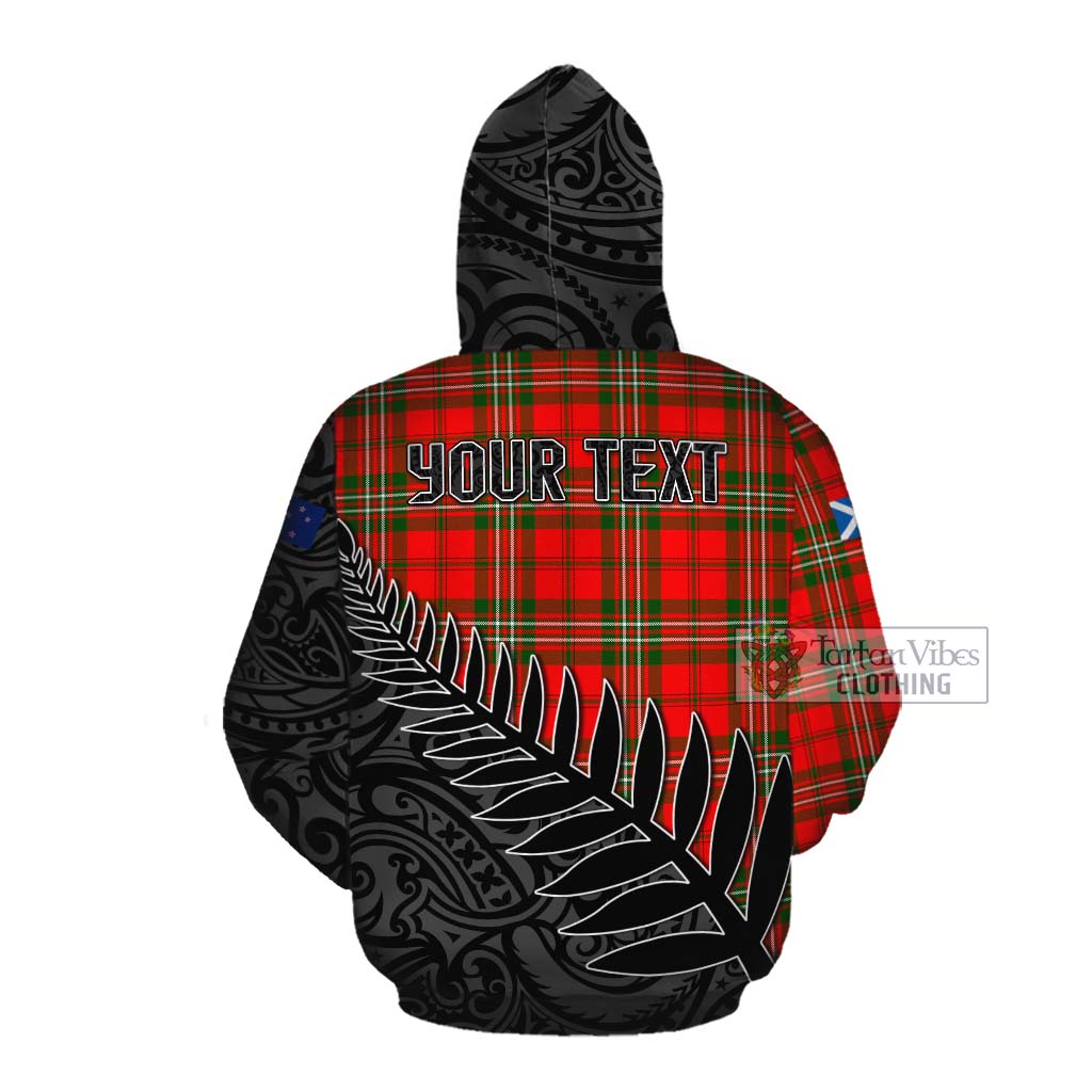 Tartan Vibes Clothing Langlands Crest Tartan Cotton Hoodie with New Zealand Silver Fern Half Style