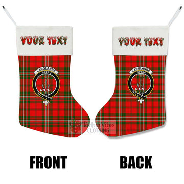 Langlands Tartan Family Crest Christmas Stocking with Personalized Text