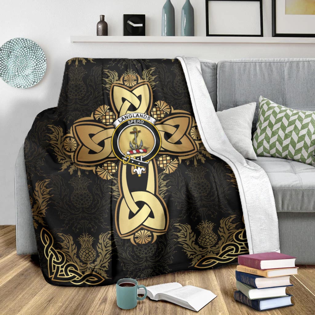 Langlands Clan Blanket Gold Thistle Celtic Style - Tartanvibesclothing