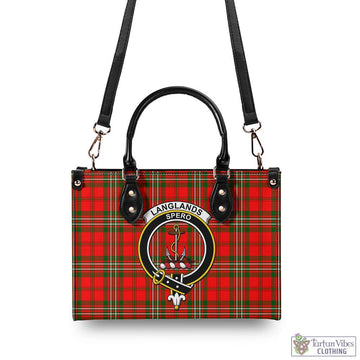 Langlands Tartan Luxury Leather Handbags with Family Crest - Tartan Vibes Clothing