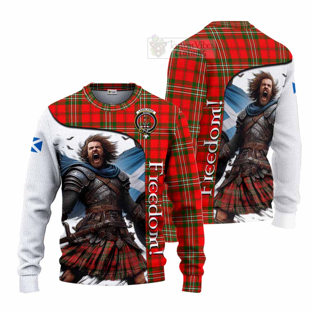 Tartan Vibes Clothing Langlands Crest Tartan Knitted Sweater Inspired by the Freedom of Scottish Warrior