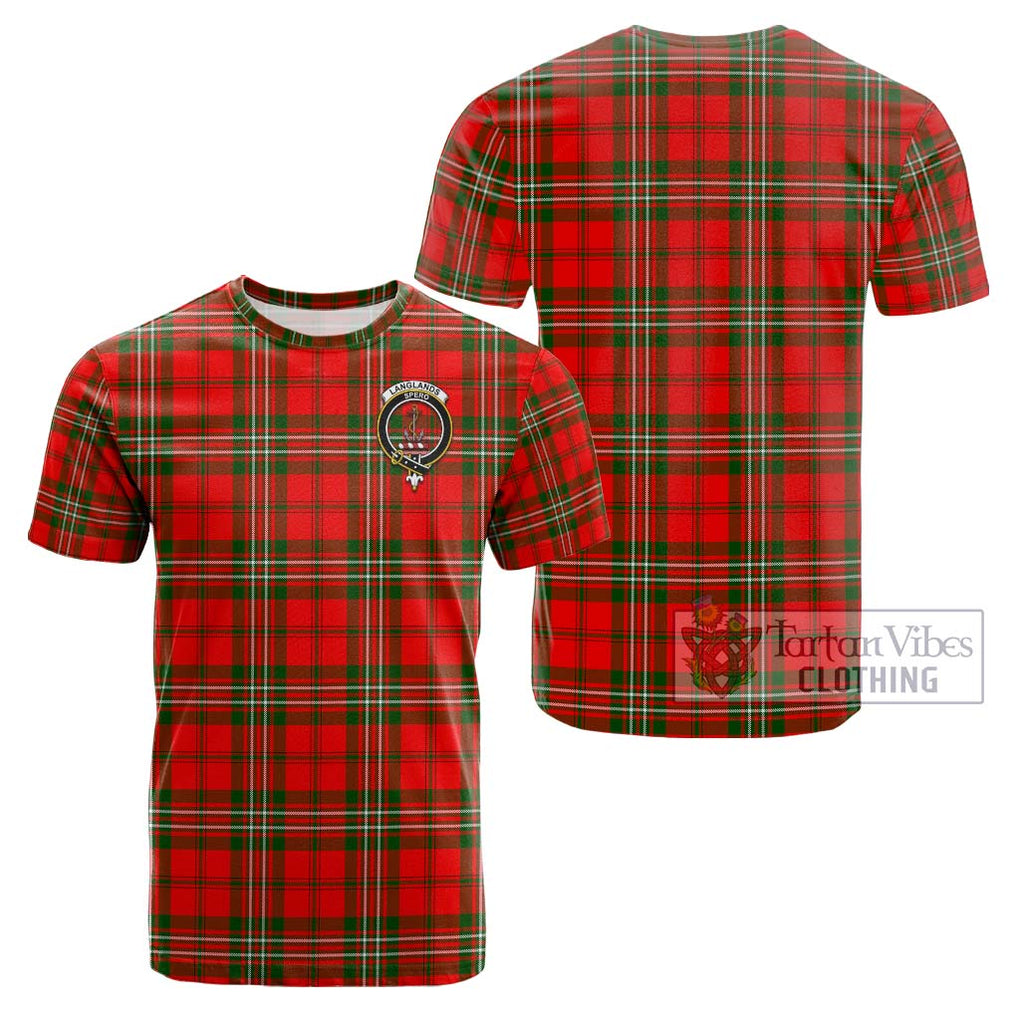 Langlands Tartan Cotton T-Shirt with Family Crest Kid's Shirt - Tartanvibesclothing Shop