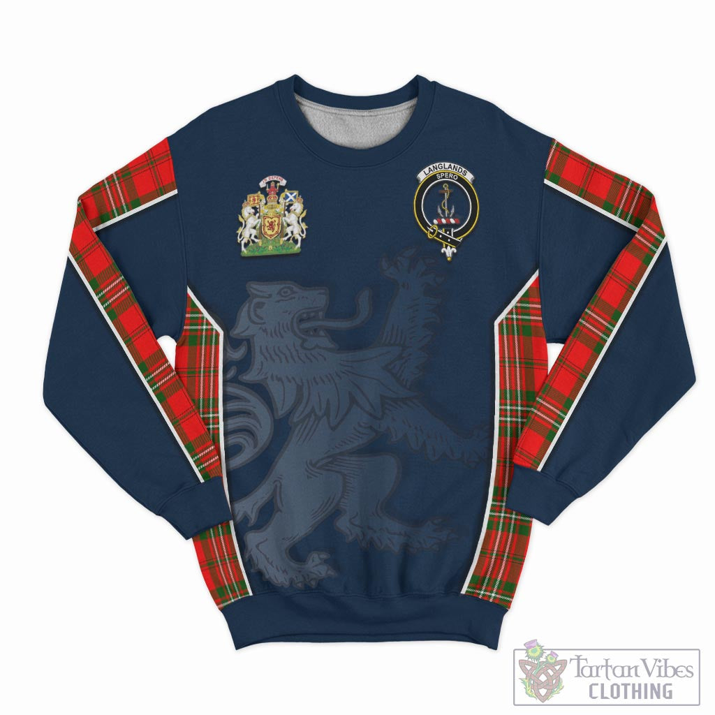 Tartan Vibes Clothing Langlands Tartan Sweater with Family Crest and Lion Rampant Vibes Sport Style