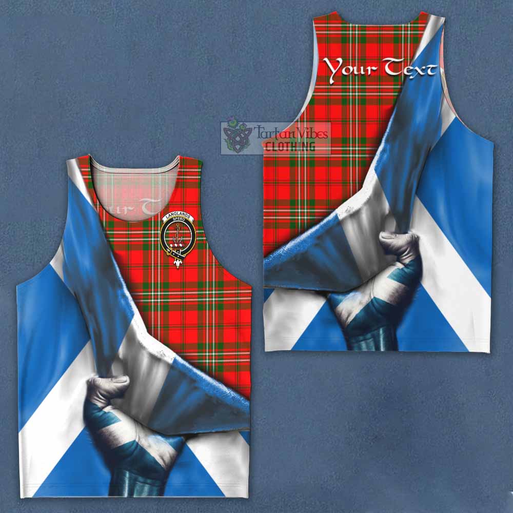 Tartan Vibes Clothing Langlands Tartan Men's Tank Top with Family Crest Scotland Patriotic Style