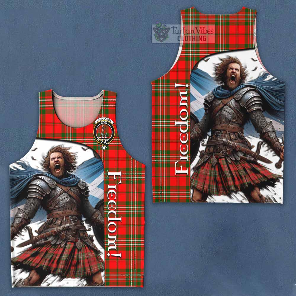 Tartan Vibes Clothing Langlands Crest Tartan Men's Tank Top Inspired by the Freedom of Scottish Warrior