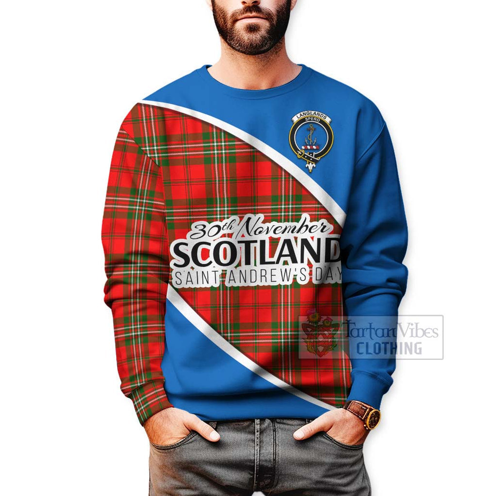 Tartan Vibes Clothing Langlands Family Crest Tartan Sweatshirt Celebrate Saint Andrew's Day in Style