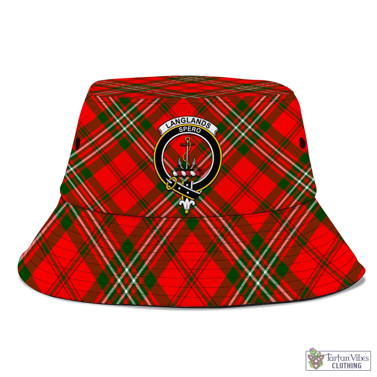 Tartan Vibes Clothing Langlands Tartan Bucket Hat with Family Crest