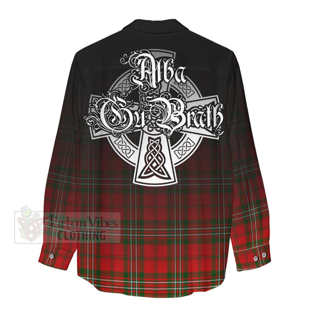 Tartan Vibes Clothing Langlands Tartan Women's Casual Shirt Featuring Alba Gu Brath Family Crest Celtic Inspired