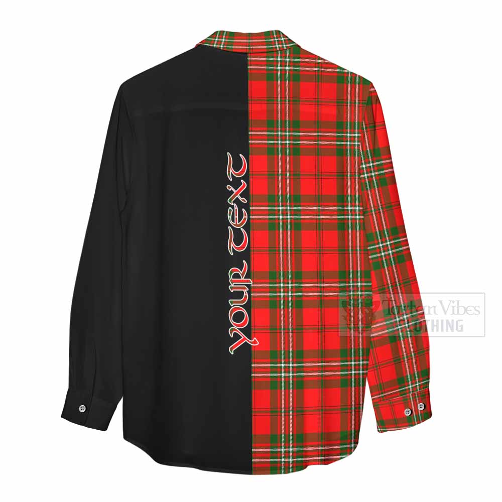 Tartan Vibes Clothing Langlands Tartan Women's Casual Shirt with Family Crest and Half Of Me Style