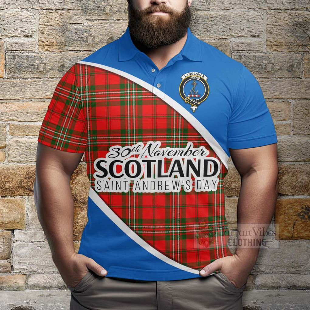 Tartan Vibes Clothing Langlands Family Crest Tartan Polo Shirt Celebrate Saint Andrew's Day in Style