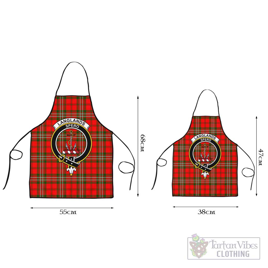 Langlands Tartan Apron with Family Crest Black L 55x68 cm - Tartan Vibes Clothing