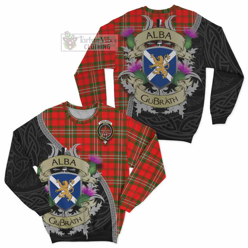 Langlands Tartan Family Crest Sweatshirt Lion Rampant Royal Thistle Shield Celtic Inspired - Tartan Vibes Clothing