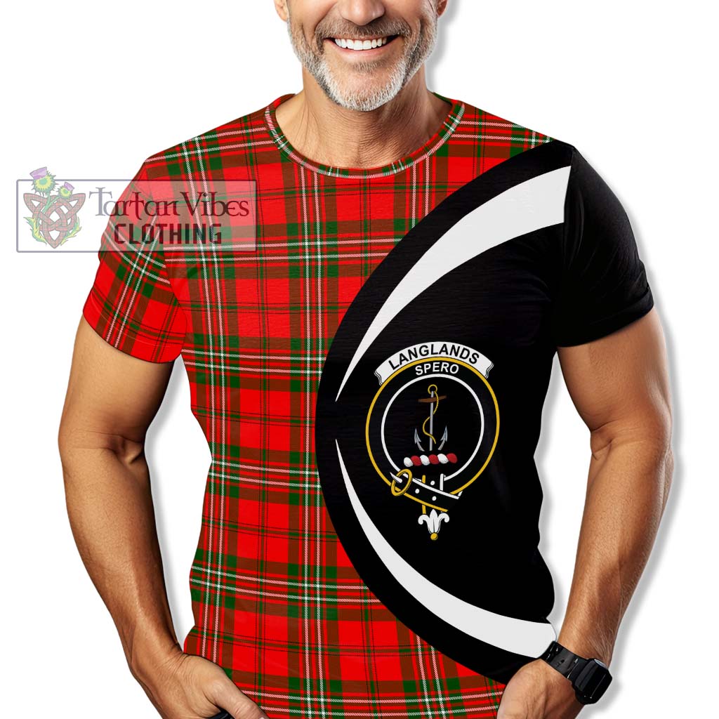 Tartan Vibes Clothing Langlands Tartan T-Shirt with Family Crest Circle Style