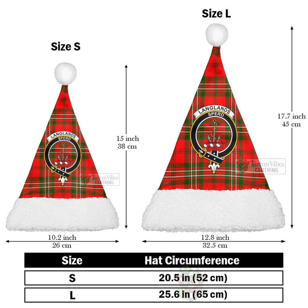 Tartan Vibes Clothing Langlands Tartan Christmas Santa Hats with Family Crest