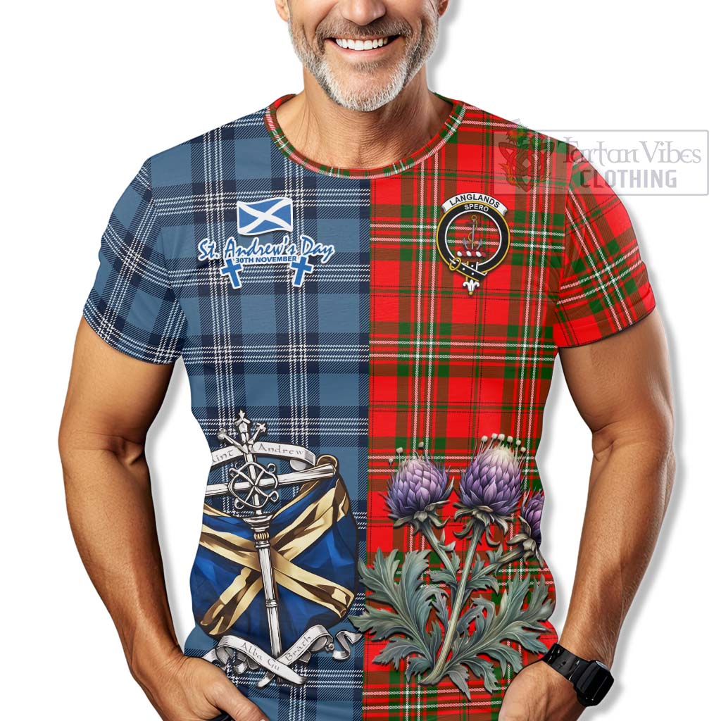 Tartan Vibes Clothing Langlands Tartan T-Shirt Happy St. Andrew's Day Half Tartan Style