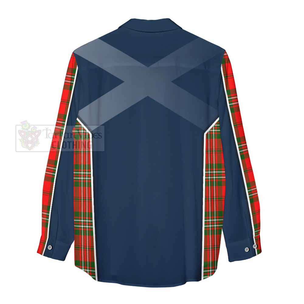 Tartan Vibes Clothing Langlands Tartan Women's Casual Shirt with Family Crest and Lion Rampant Vibes Sport Style