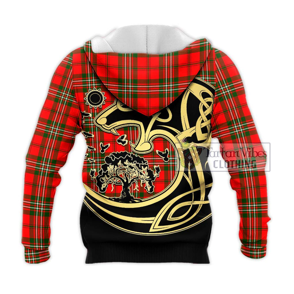 Langlands Tartan Knitted Hoodie with Family Crest Celtic Wolf Style - Tartan Vibes Clothing