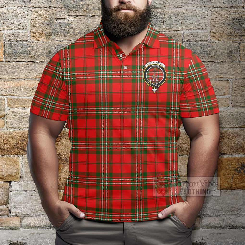 Tartan Vibes Clothing Langlands Tartan Polo Shirt with Family Crest and Bearded Skull Holding Bottles of Whiskey