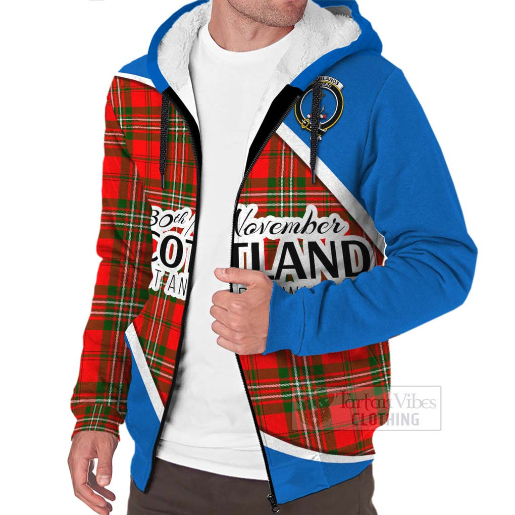 Tartan Vibes Clothing Langlands Family Crest Tartan Sherpa Hoodie Celebrate Saint Andrew's Day in Style