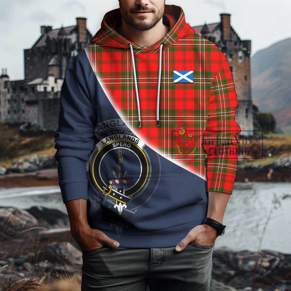 Langlands Tartan Hoodie with Personalised National Flag and Family Crest Half Style - Tartanvibesclothing Shop