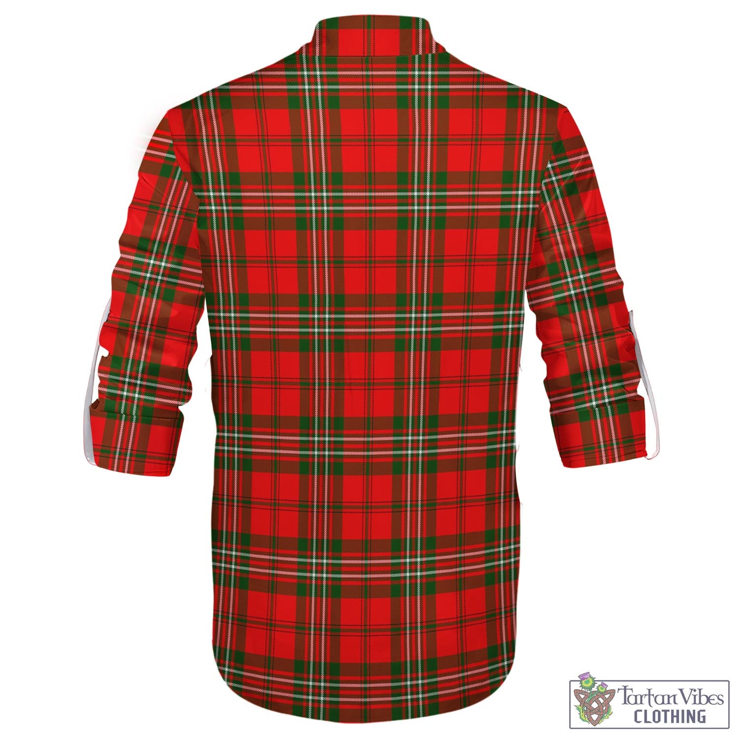 Tartan Vibes Clothing Langlands Tartan Men's Scottish Traditional Jacobite Ghillie Kilt Shirt with Family Crest