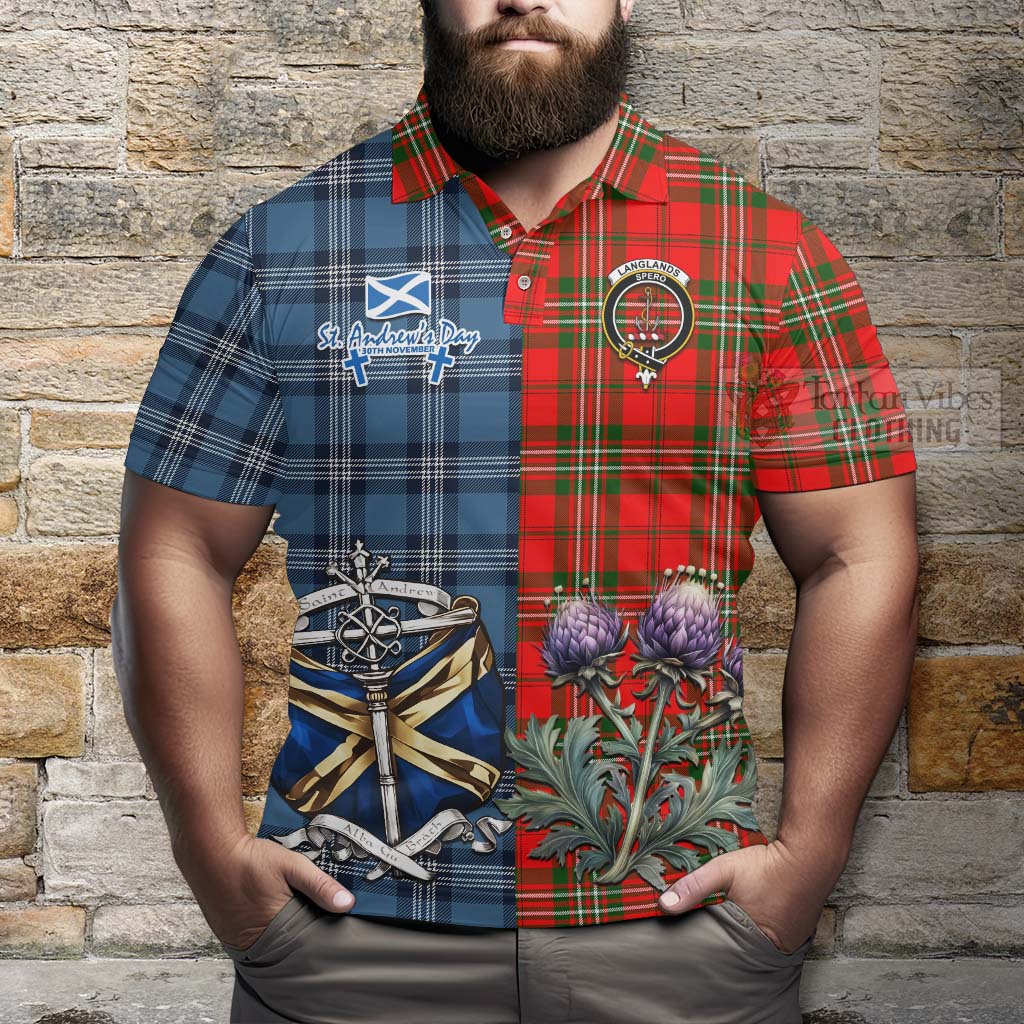 Tartan Vibes Clothing Langlands Tartan Polo Shirt Happy St. Andrew's Day Half Tartan Style