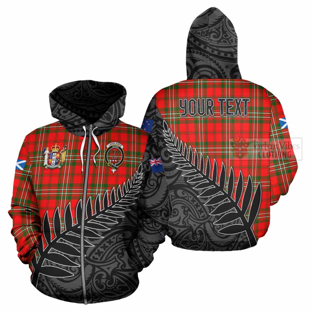 Tartan Vibes Clothing Langlands Crest Tartan Hoodie with New Zealand Silver Fern Half Style