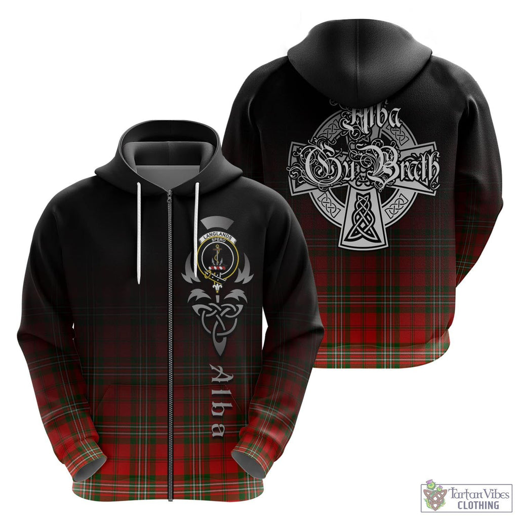 Tartan Vibes Clothing Langlands Tartan Hoodie Featuring Alba Gu Brath Family Crest Celtic Inspired