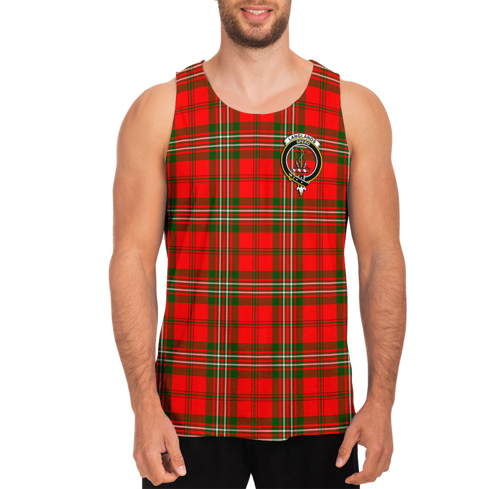 Langlands Tartan Mens Tank Top with Family Crest - Tartan Vibes Clothing
