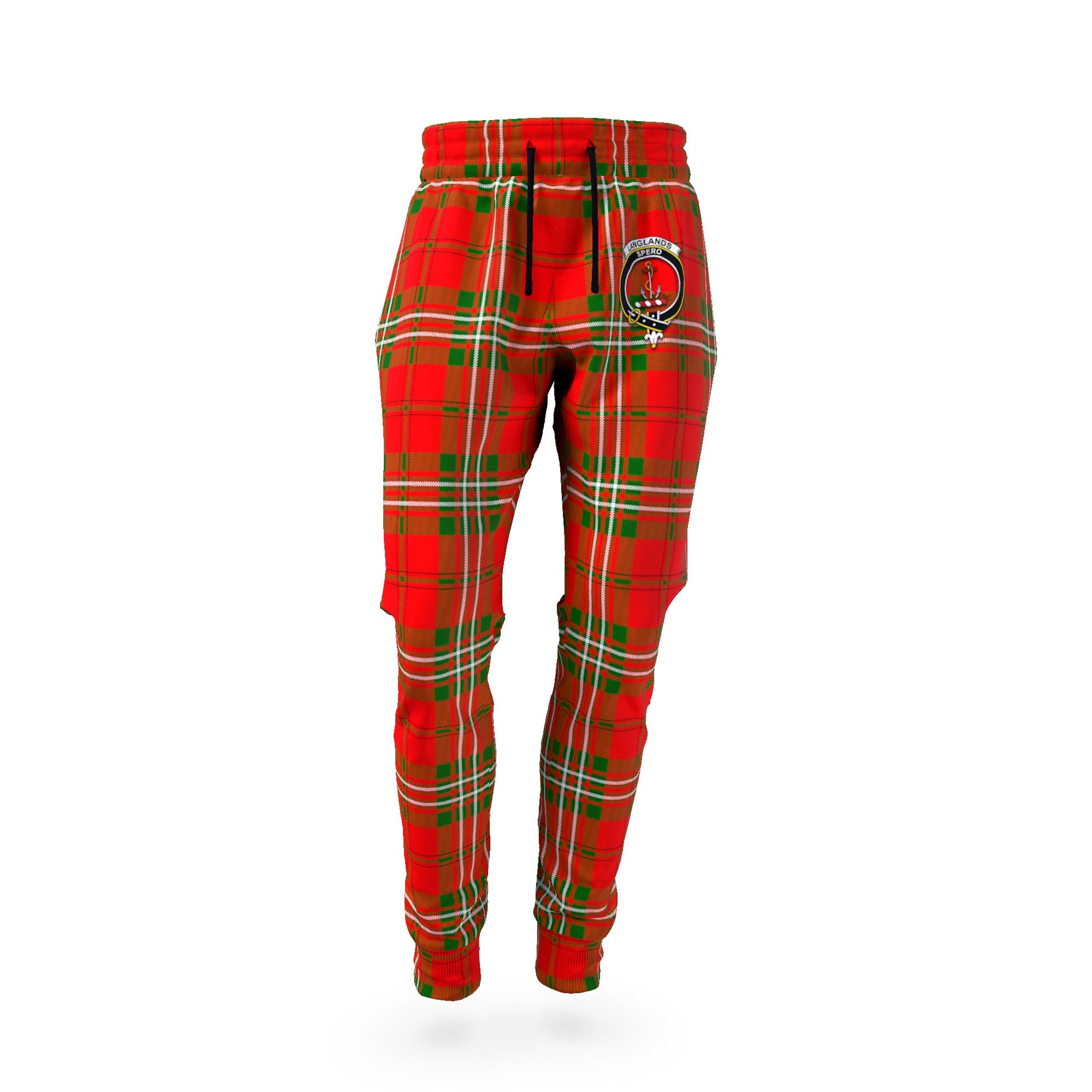 Langlands Tartan Joggers Pants with Family Crest - Tartan Vibes Clothing