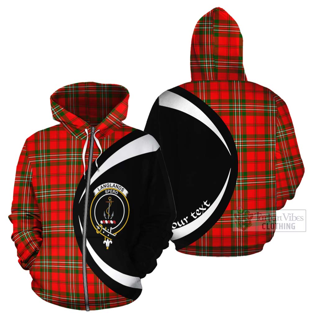 Tartan Vibes Clothing Langlands Tartan Cotton Hoodie with Family Crest Circle Style