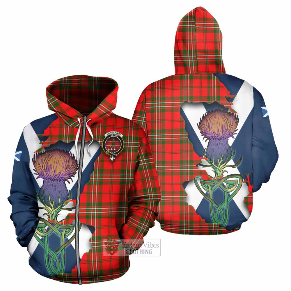 Langlands Tartan Family Crest Hoodie Scottish Thistle Celtic Inspired Zip Hoodie - Tartan Vibes Clothing