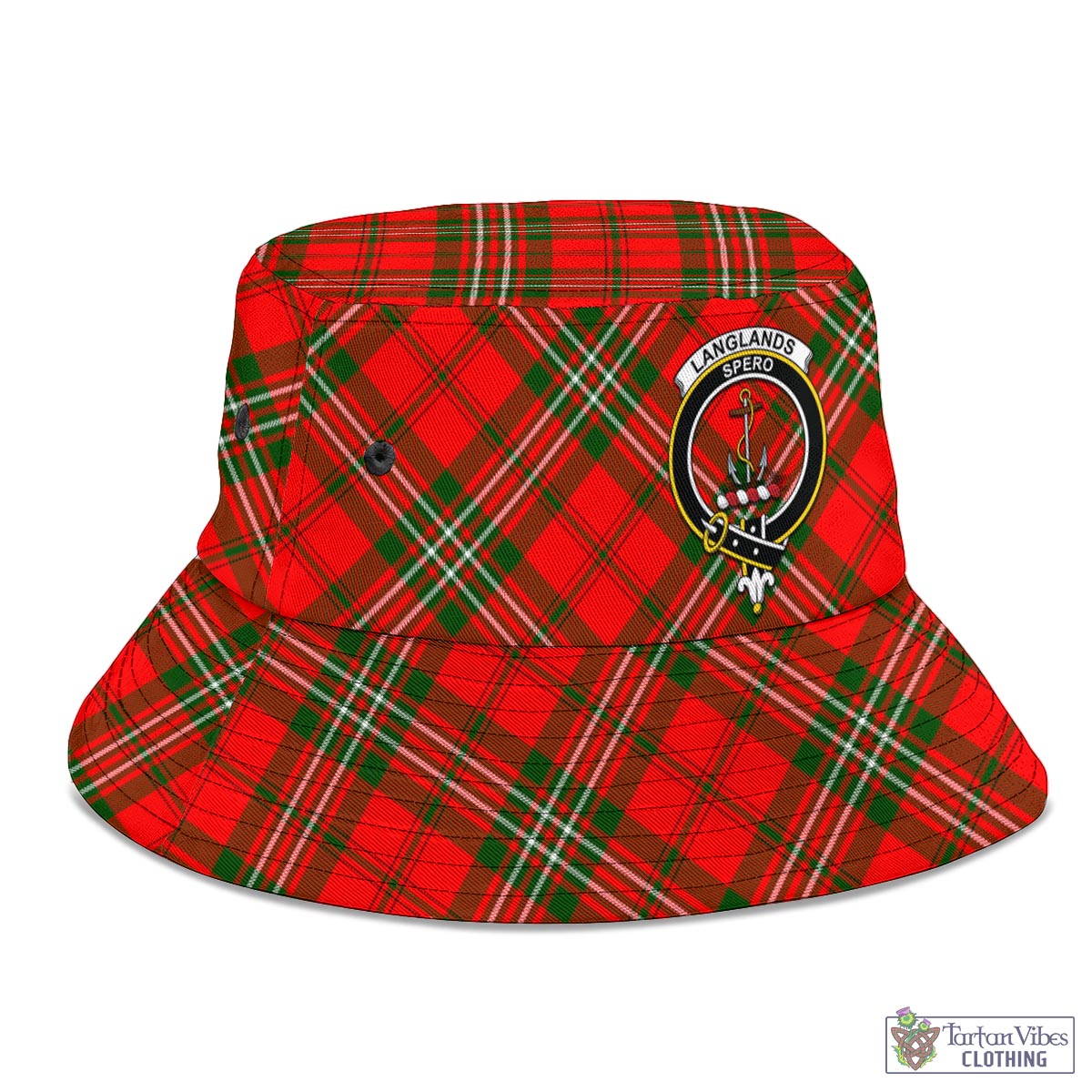 Tartan Vibes Clothing Langlands Tartan Bucket Hat with Family Crest