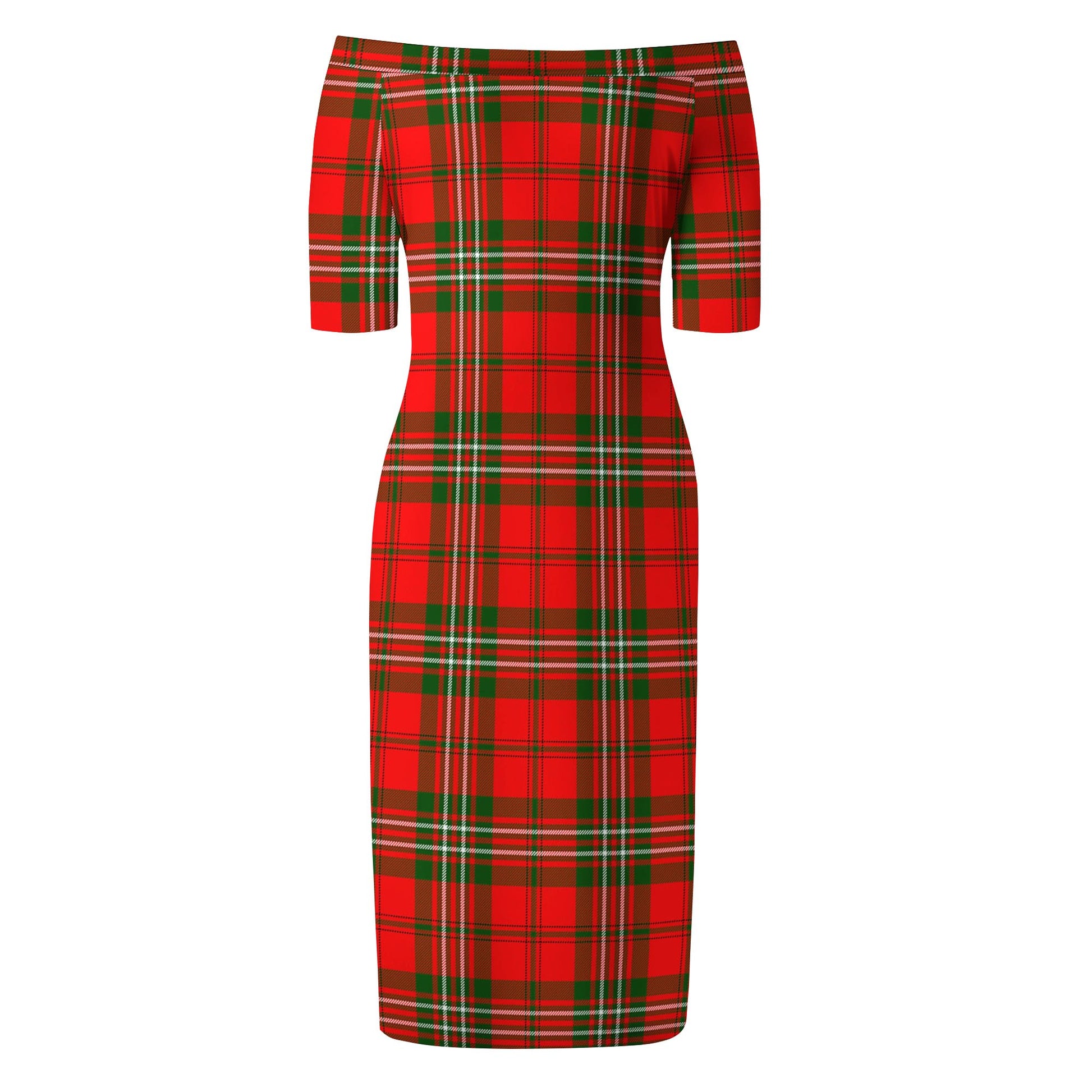 Langlands Tartan Off Shoulder Lady Dress - Tartanvibesclothing