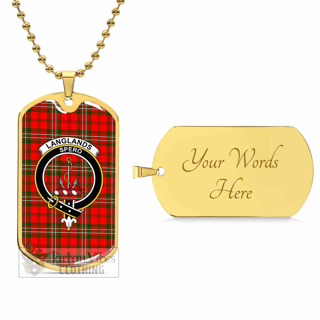 Tartan Vibes Clothing Langlands Tartan Dog Tag Necklace with Family Crest