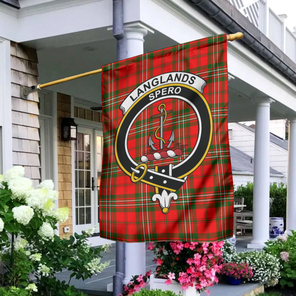 Langlands Tartan Flag with Family Crest - Tartan Vibes Clothing