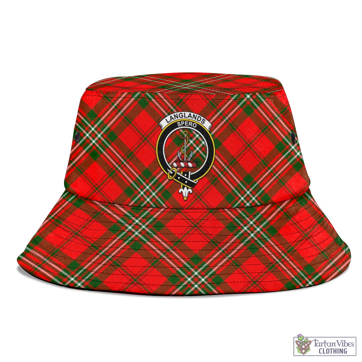 Tartan Vibes Clothing Langlands Tartan Bucket Hat with Family Crest