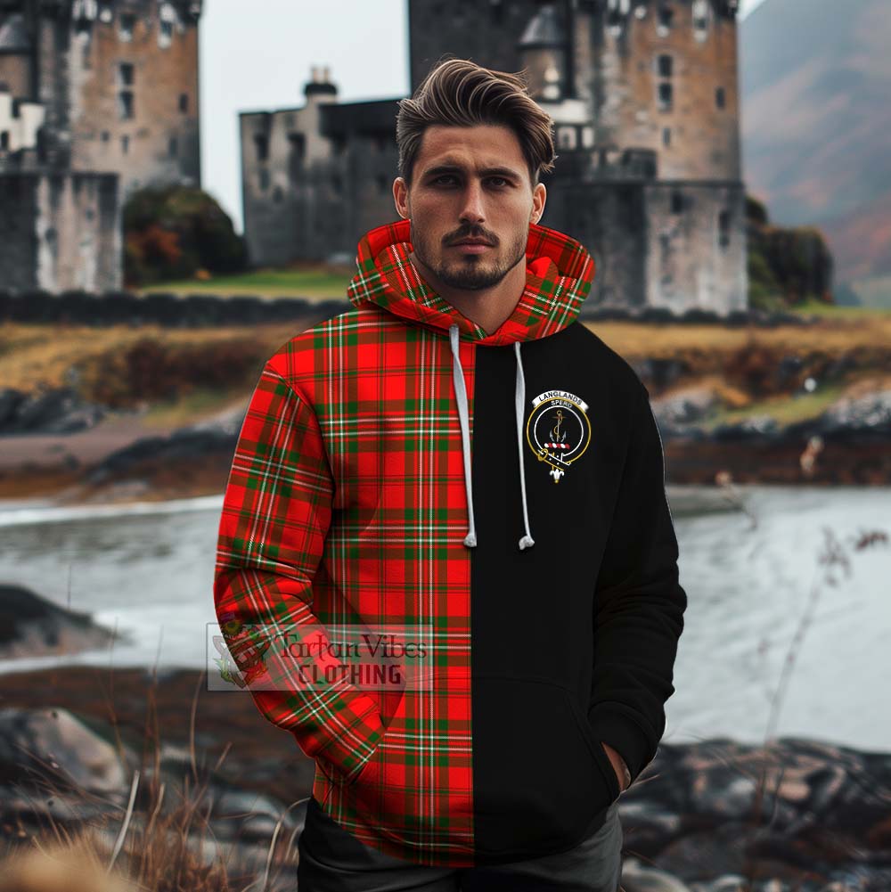 Tartan Vibes Clothing Langlands Tartan Cotton Hoodie with Family Crest and Half Of Me Style