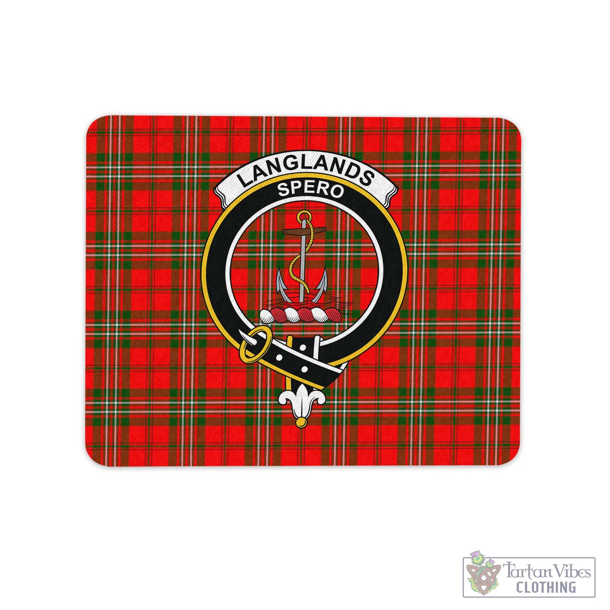 Tartan Vibes Clothing Langlands Tartan Mouse Pad with Family Crest