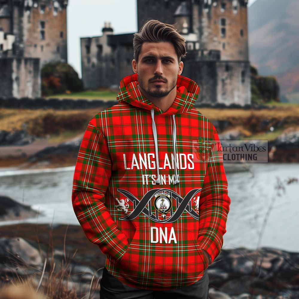 Tartan Vibes Clothing Langlands Tartan Cotton Hoodie with Family Crest DNA In Me Style