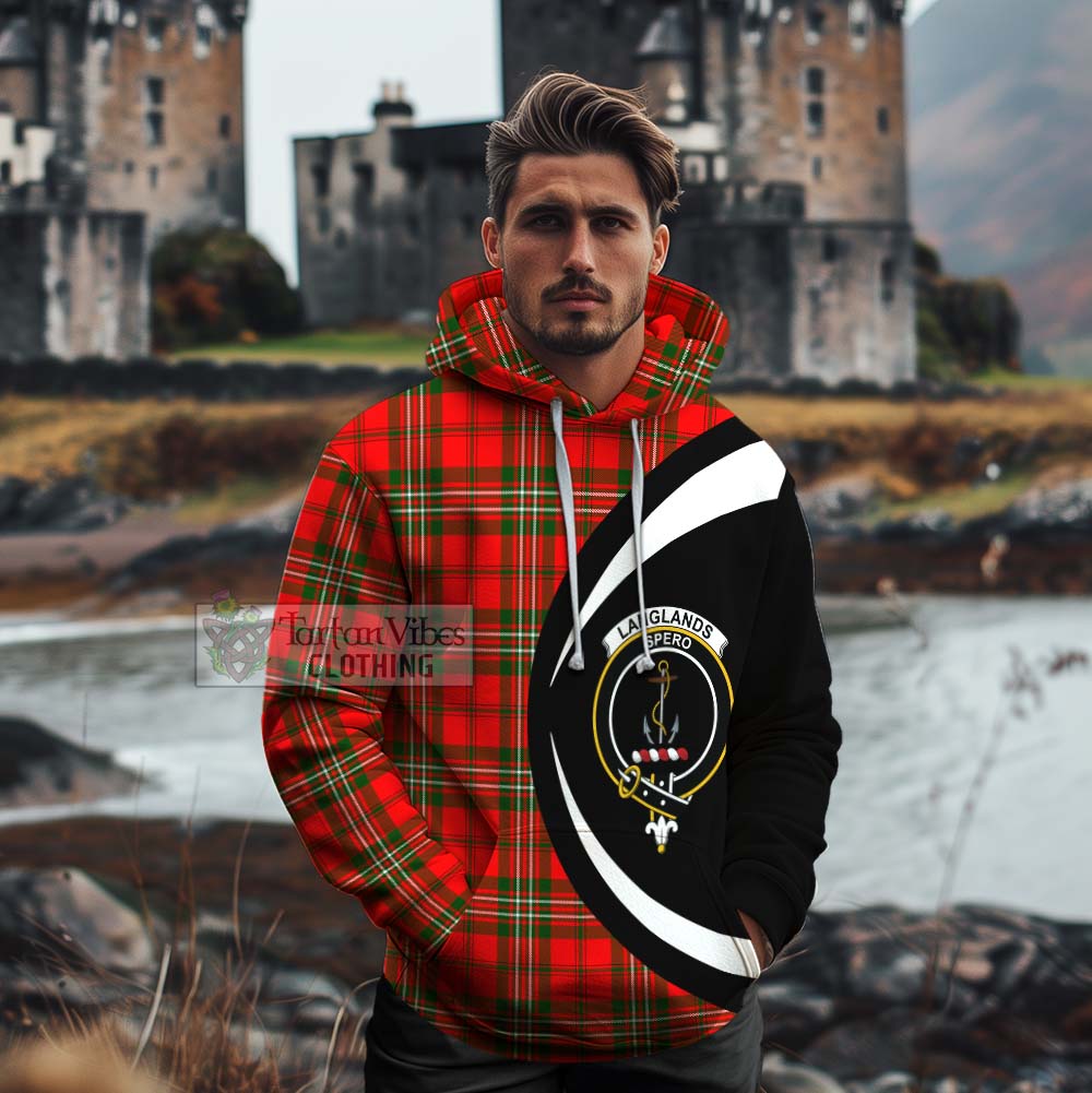 Tartan Vibes Clothing Langlands Tartan Cotton Hoodie with Family Crest Circle Style