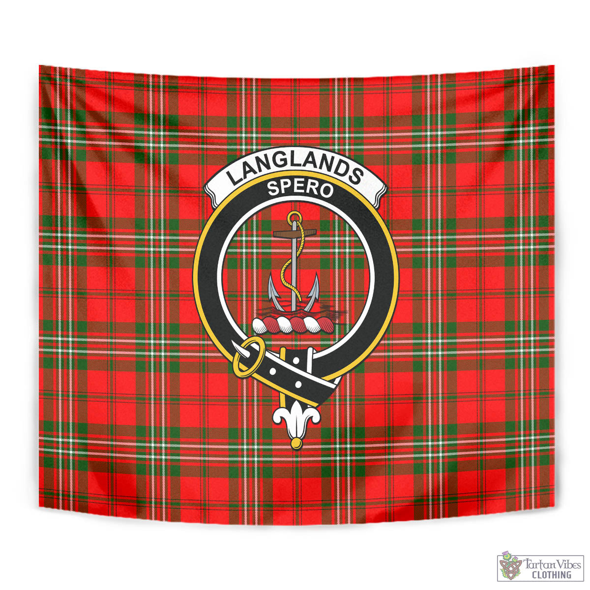 Tartan Vibes Clothing Langlands Tartan Tapestry Wall Hanging and Home Decor for Room with Family Crest