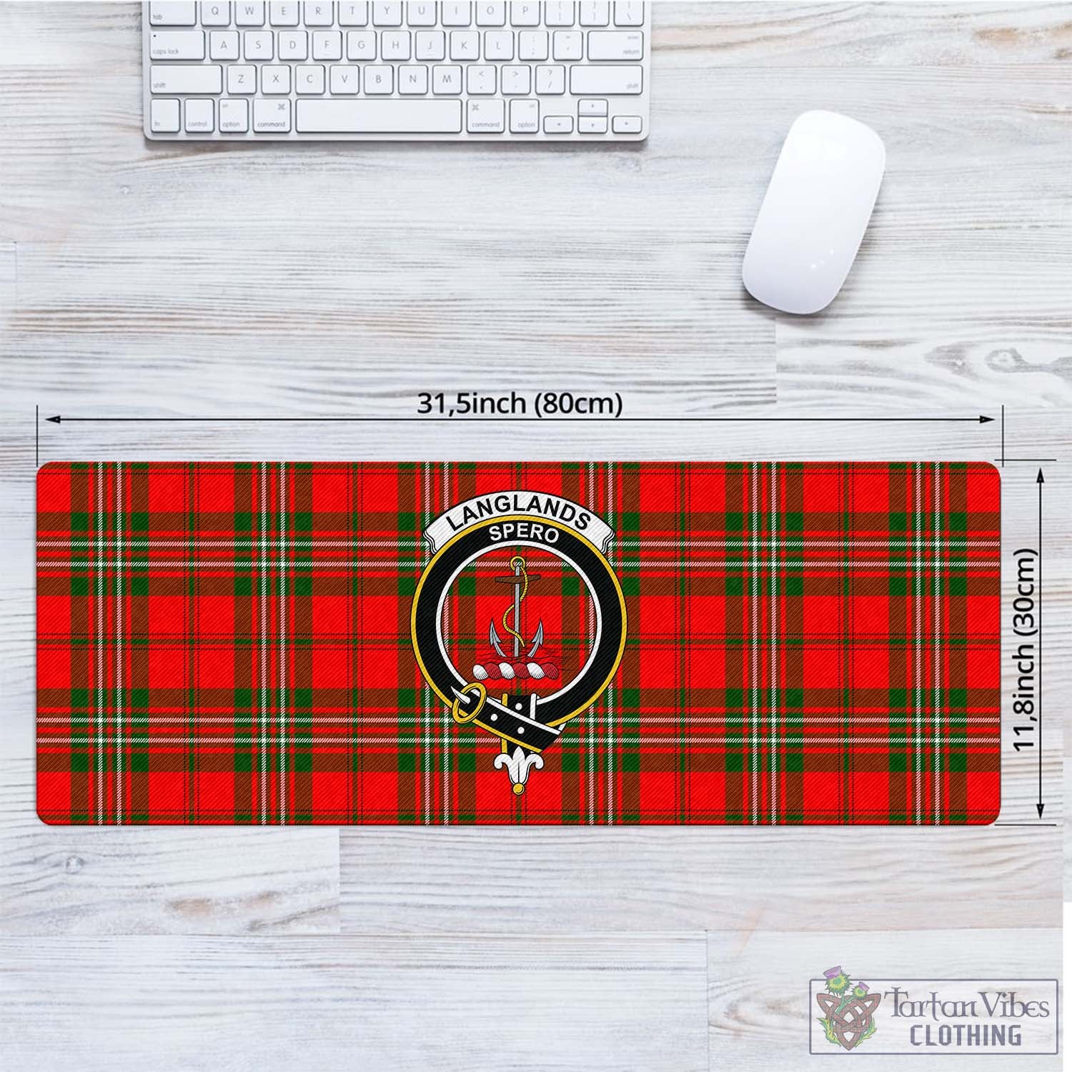 Tartan Vibes Clothing Langlands Tartan Mouse Pad with Family Crest