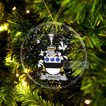 Langley Irish Clan Christmas Glass Ornament with Coat of Arms