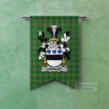 Langley Irish Clan Tartan Gonfalon, Tartan Banner with Coat of Arms Fishtail - Tartan Vibes Clothing