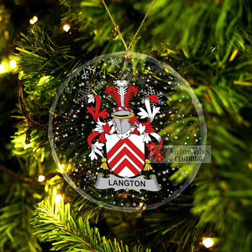 Langton Irish Clan Christmas Glass Ornament with Coat of Arms Transparent Glass Circle - 2D-tartanvibesclothing